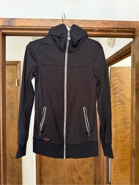 Women's Black Full-Zip Ski Hoodie with Hood